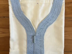 Moroccan Thobe with Blue Embroidery