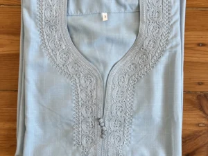 Moroccan Light Sky Blue Thobe with Embroidery